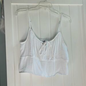 Hollister White String Cropped Tanktop with Adjustable Straps